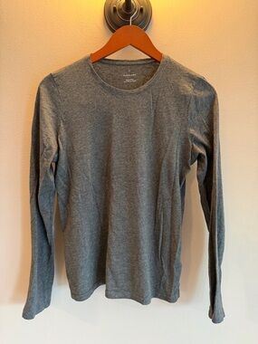 Everlane Organic Cotton Long-Sleeve Crew Neck Tee Heathered Grey Womens Medium